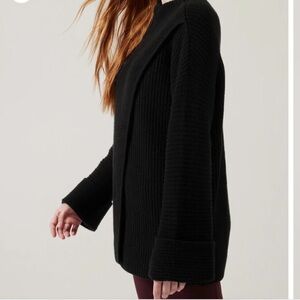 NWT Athleta Black Ribbed Sweater, Size Medium